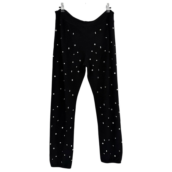 Monrow NEW Gem Embellished Supersoft Vintage Sweats Sweatshirt Pant Set Black L - Picture 10 of 10